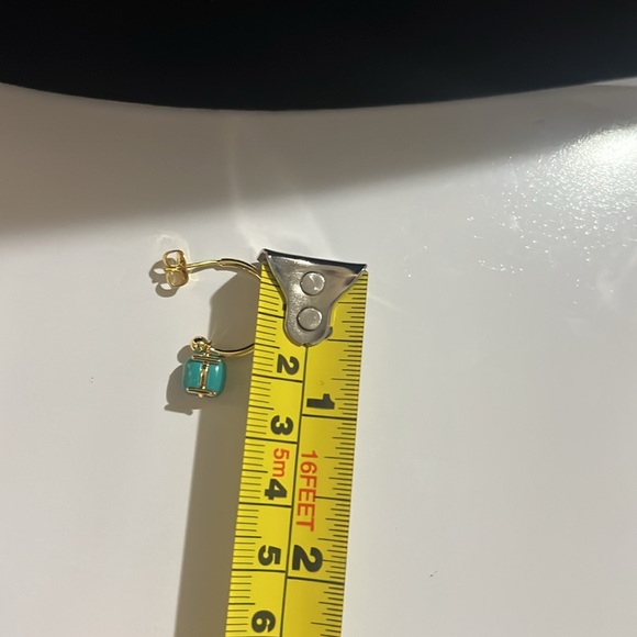 Dainty Small Gold Hoop Dangle Earrings 14k Gold Plated Open Thin Polished hoop - Picture 4 of 6